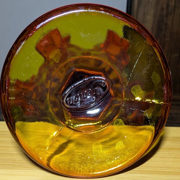 Vtg Fenton Amberina Ruffled Thumbprint Pedestal Compote / Candy Dish - Picture 5 of 5